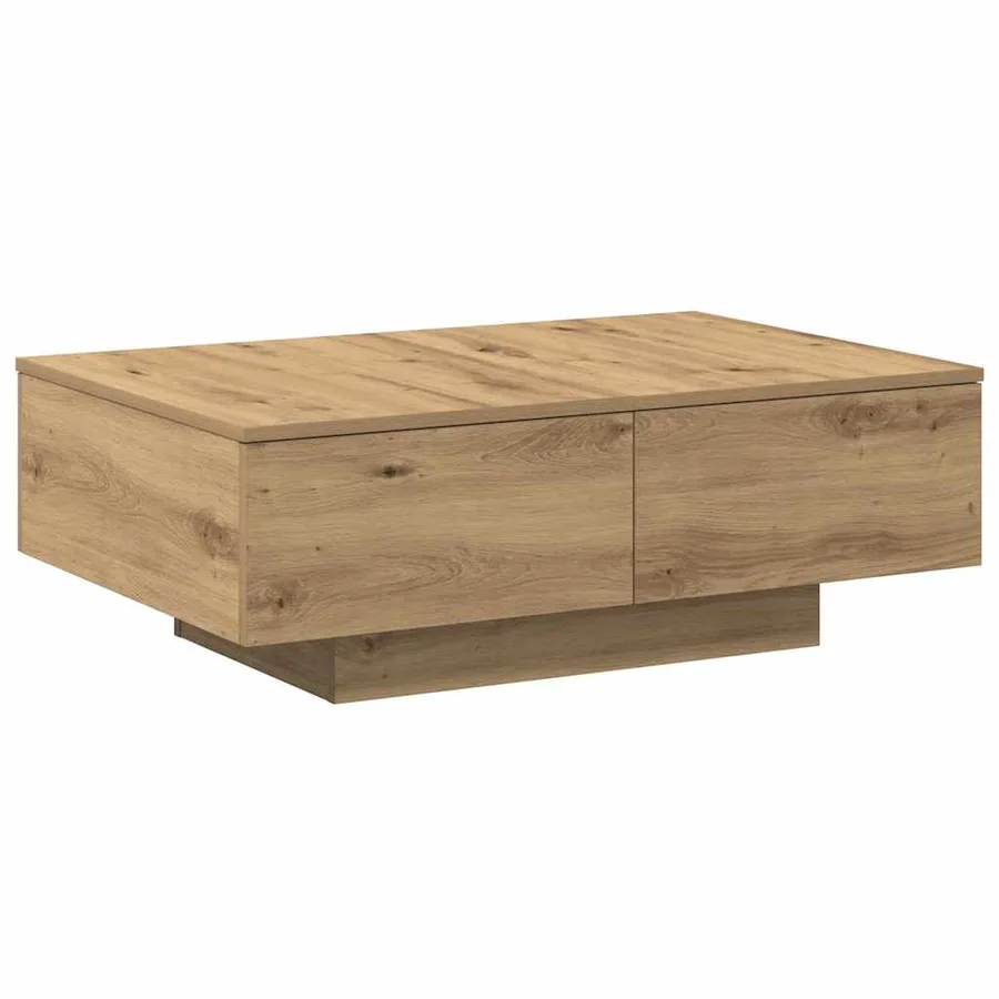 Table basse chêne artisanal 90x60x31 cm bois d'ingénierie - 2