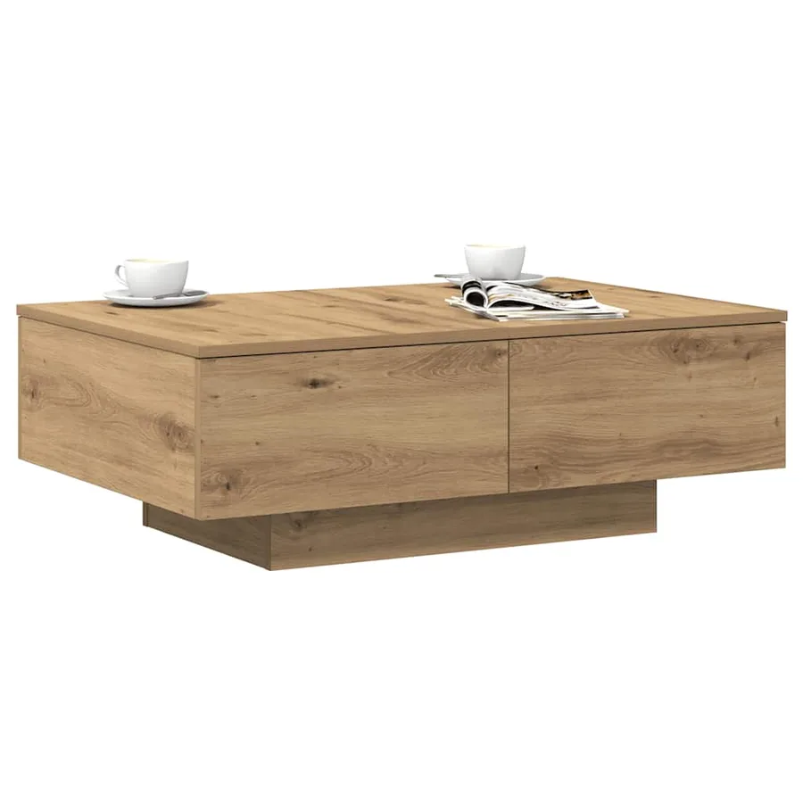 Table basse chêne artisanal 90x60x31 cm bois d'ingénierie - 3