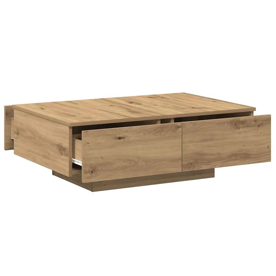 Table basse chêne artisanal 90x60x31 cm bois d'ingénierie - 7