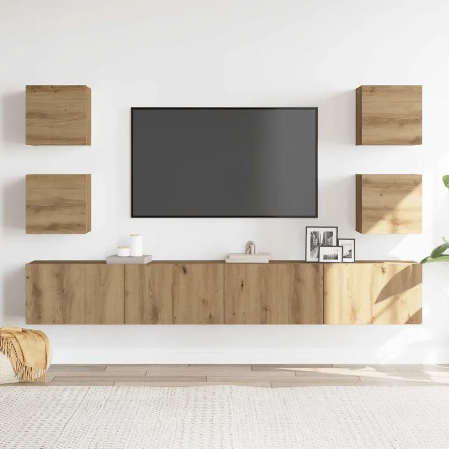 Meubles TV muraux 6 pcs chêne artisanal bois d'ingénierie - 3