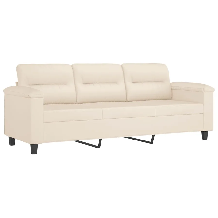 Ensemble de canapés 3 pcs avec coussins Beige Tissu microfibre - 4