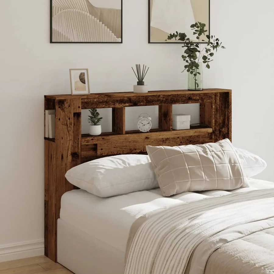 Tête de lit à LED vieux bois 140x18,5x103,5cm bois d'ingénierie - 3