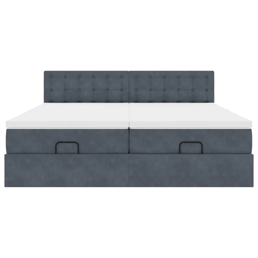 Cadre de lit ottoman avec matelas gris foncé 200x200 cm velours - 8