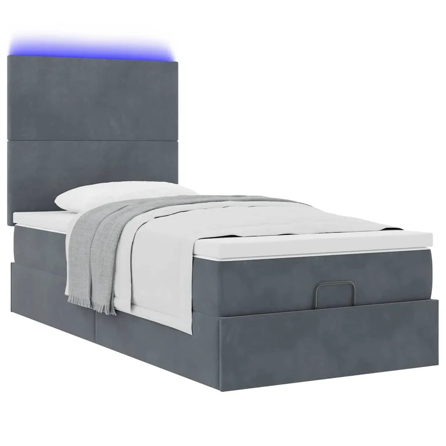 Cadre de lit ottoman avec matelas gris foncé 100x200 cm velours - 6