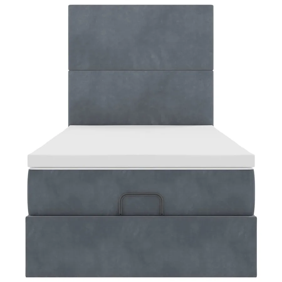 Cadre de lit ottoman avec matelas gris foncé 100x200 cm velours - 8