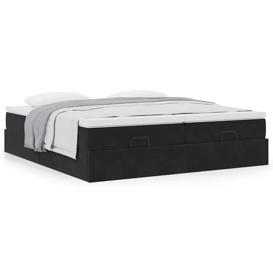 Cadre de lit ottoman avec matelas noir 180x200cm velours - 4