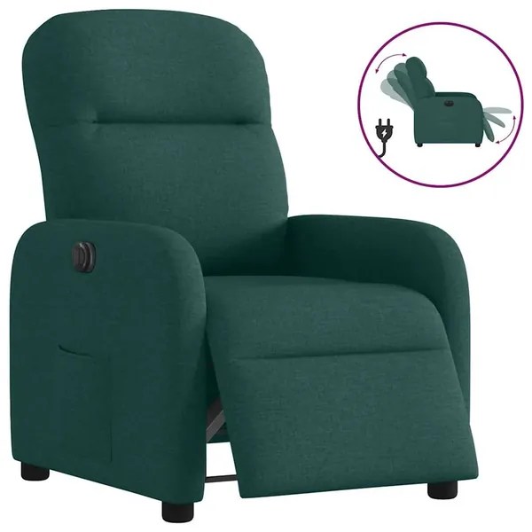 Fauteuil inclinable électrique Vert foncé Tissu