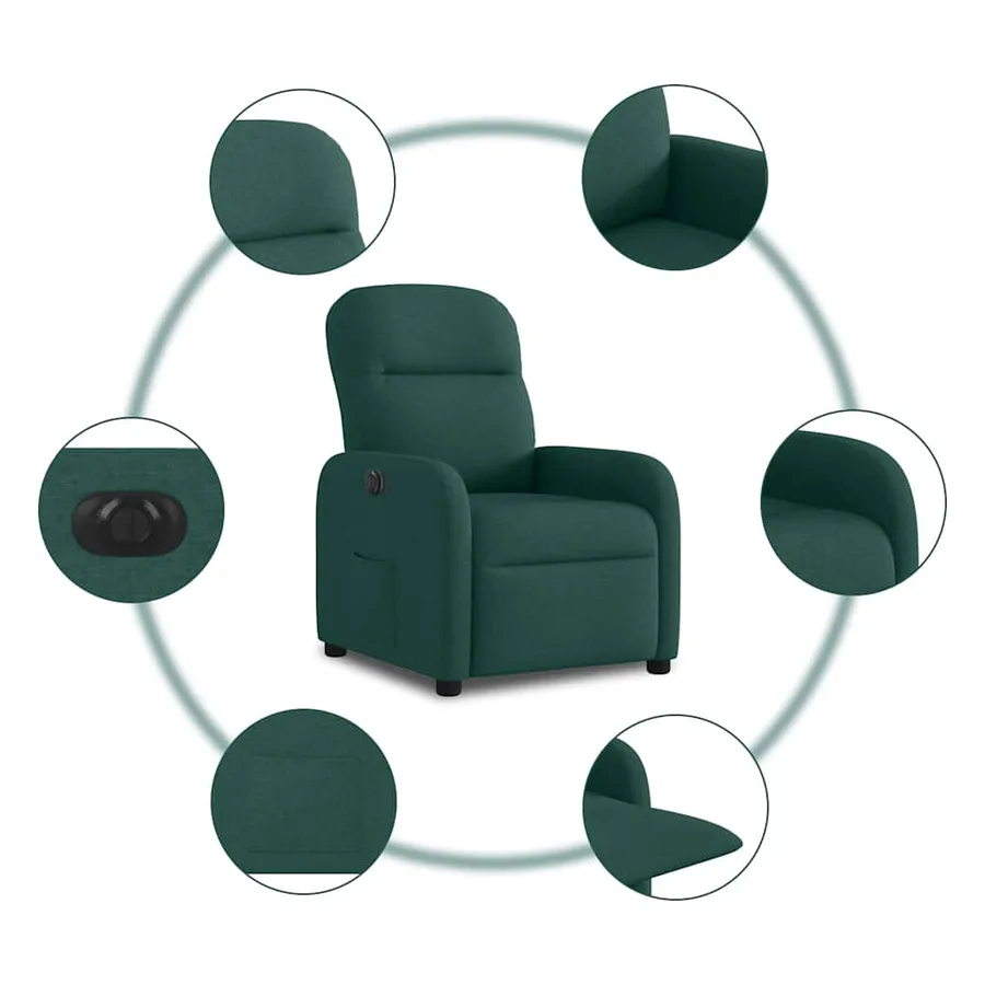 Fauteuil inclinable électrique Vert foncé Tissu - 10
