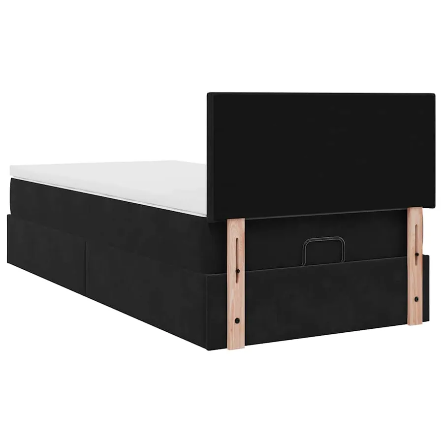 Cadre de lit ottoman avec matelas noir 90x200 cm velours - 10