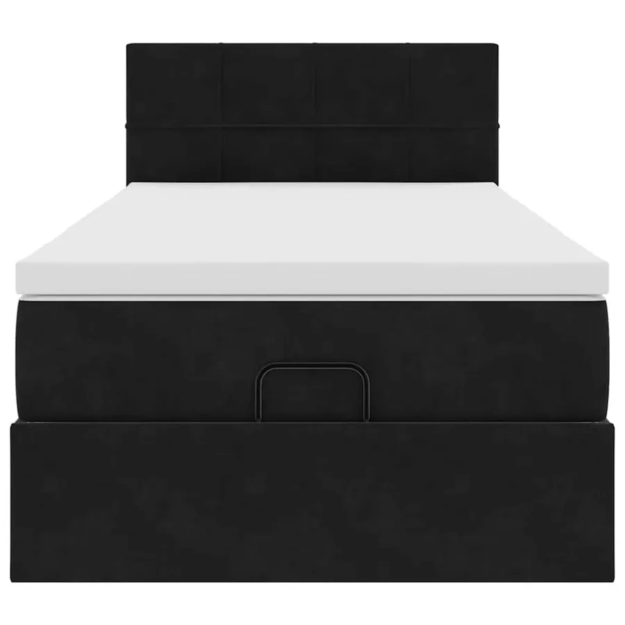 Cadre de lit ottoman avec matelas noir 90x200 cm velours - 6