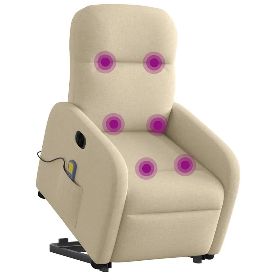 Fauteuil inclinable de massage électrique Crème Tissu - 3