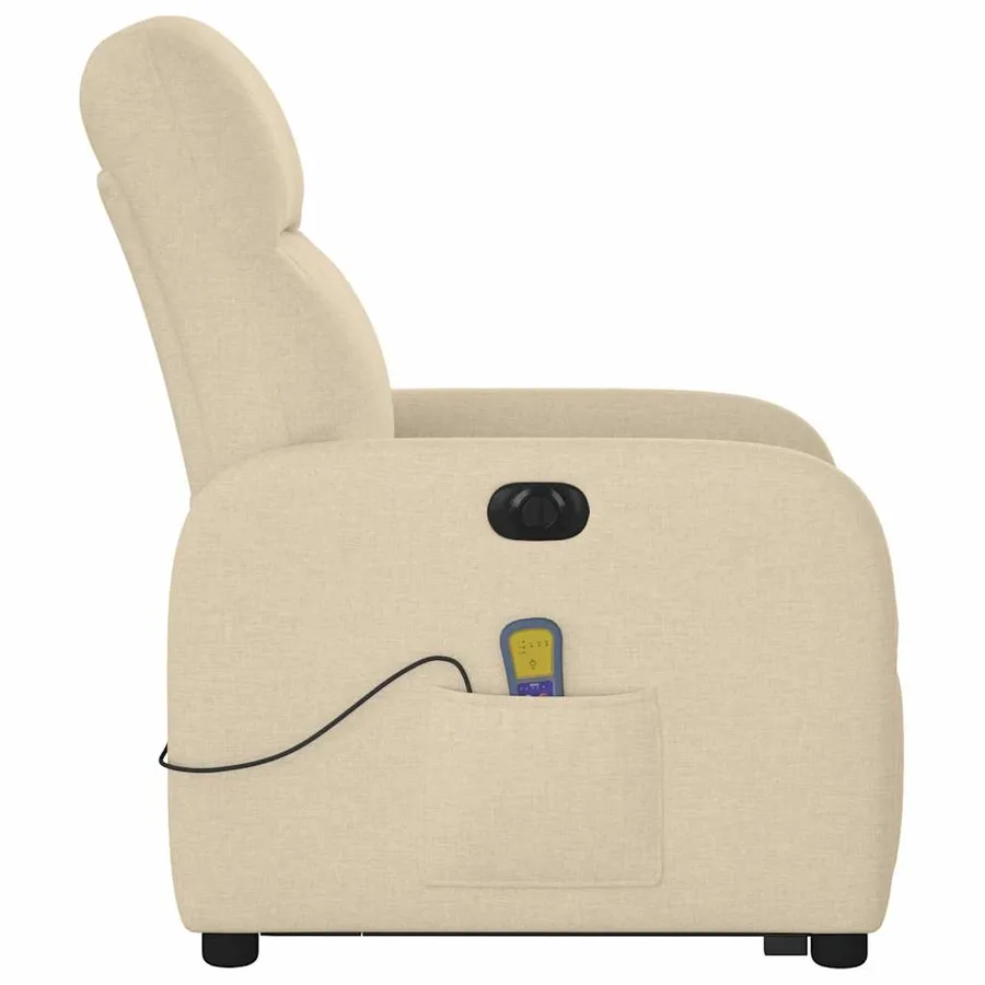 Fauteuil inclinable de massage électrique Crème Tissu - 6