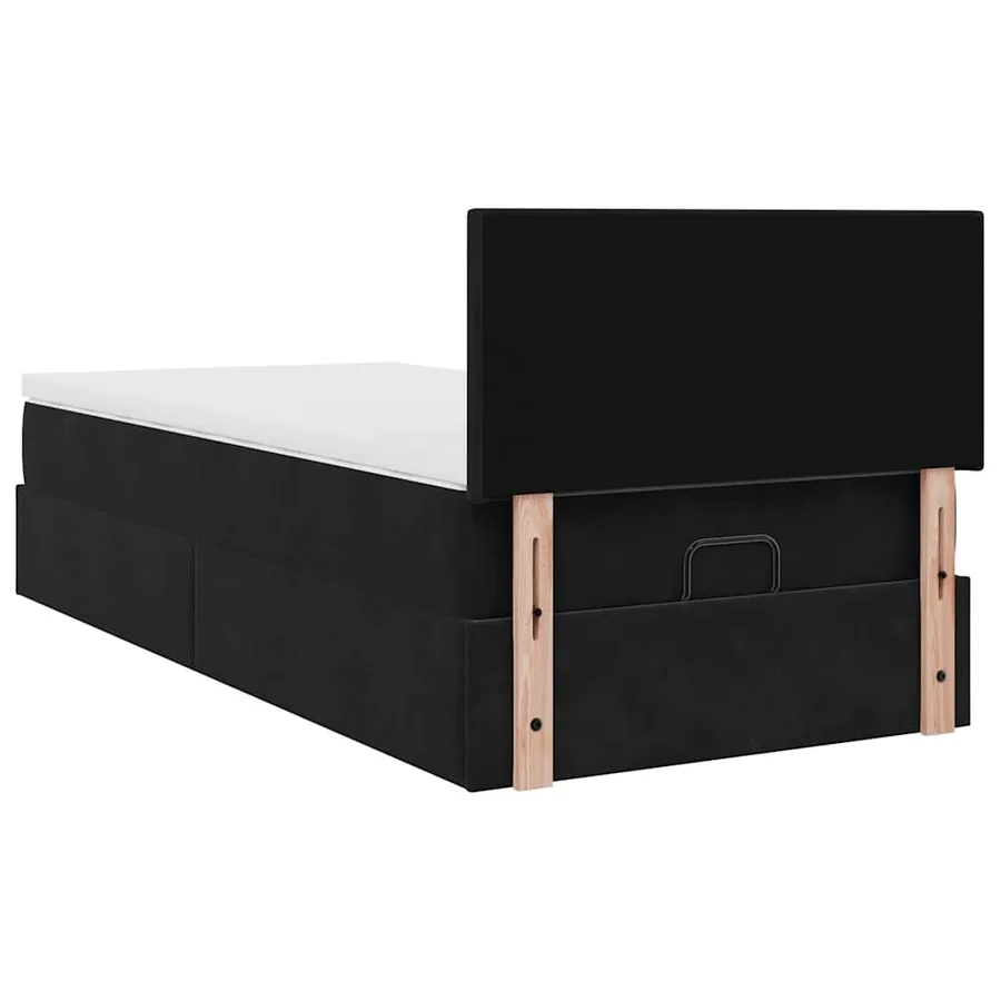 Cadre de lit ottoman avec matelas noir 90x200 cm velours - 11
