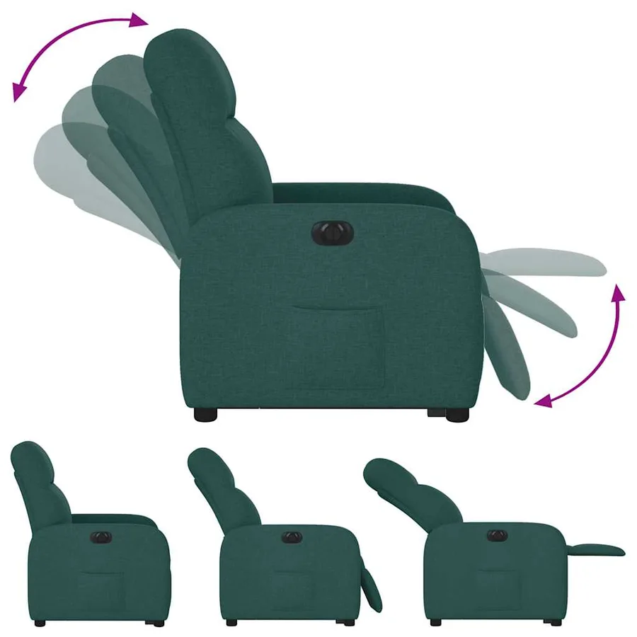 Fauteuil inclinable électrique vert foncé tissu - 10