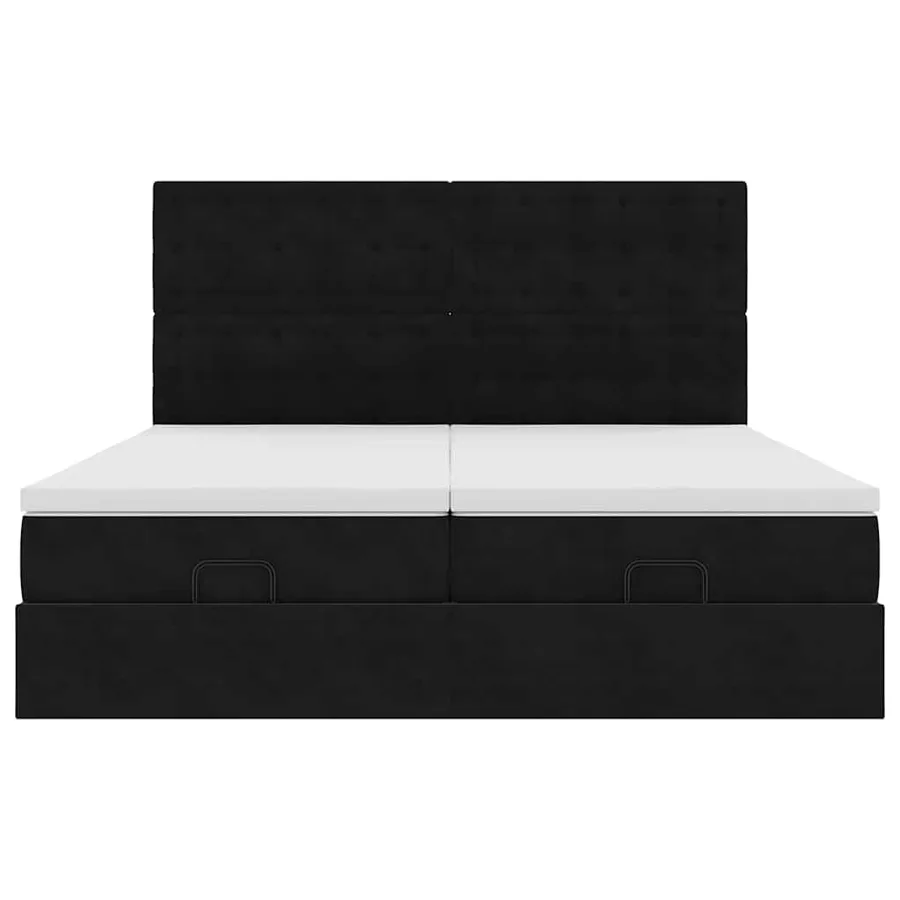 Cadre de lit ottoman avec matelas noir 180x200cm velours - 7