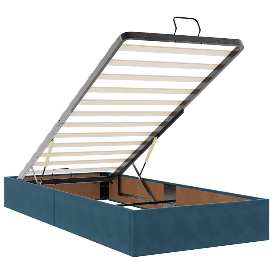 Cadre de lit ottoman avec matelas bleu foncé 90x200 cm velours - 10