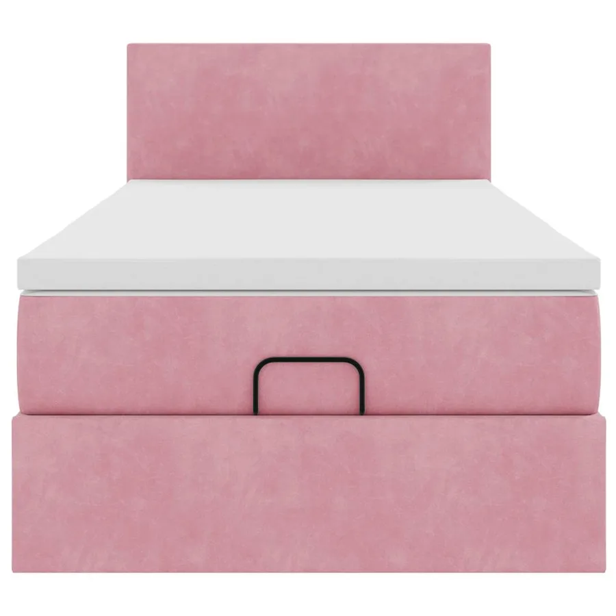 Cadre de lit ottoman avec matelas rose 90x200 cm velours - 7
