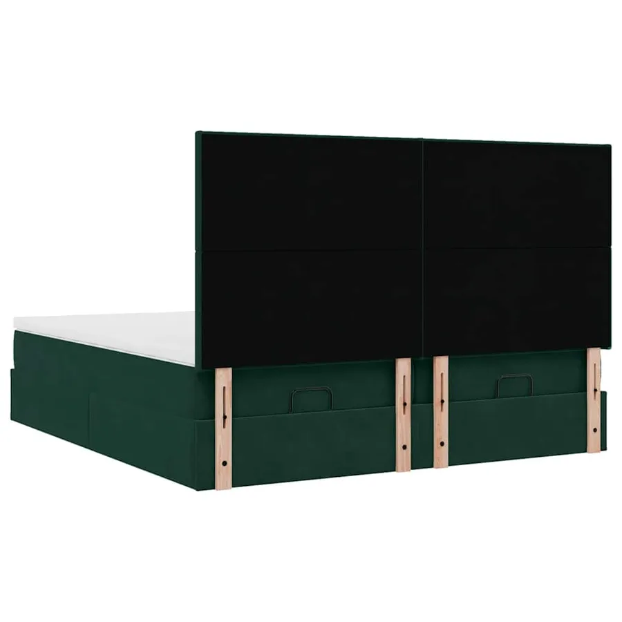 Cadre de lit ottoman avec matelas vert foncé 200x200 cm velours - 9