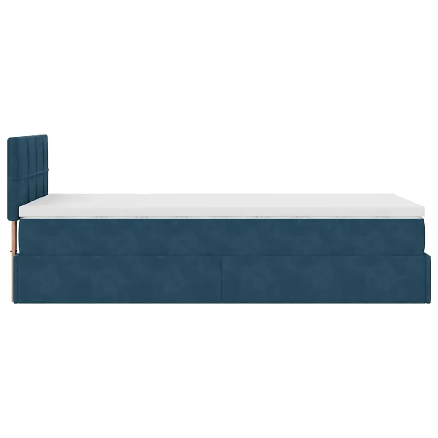 Cadre de lit ottoman avec matelas bleu foncé 90x200 cm velours - 10