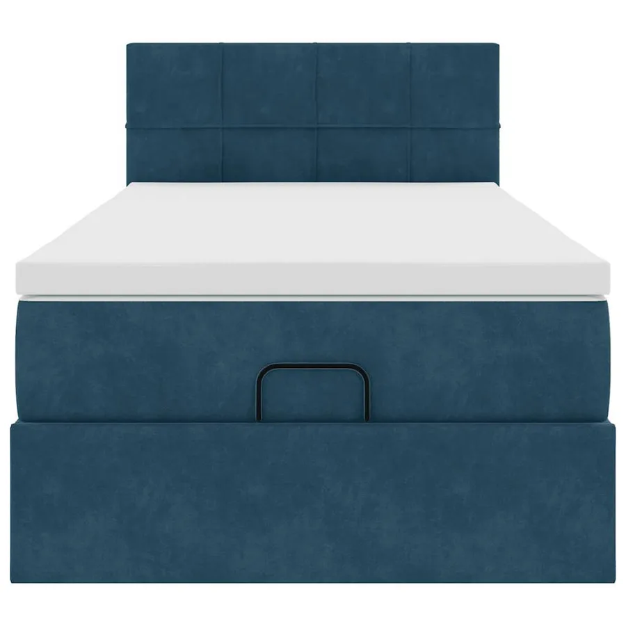 Cadre de lit ottoman avec matelas bleu foncé 90x200 cm velours - 7