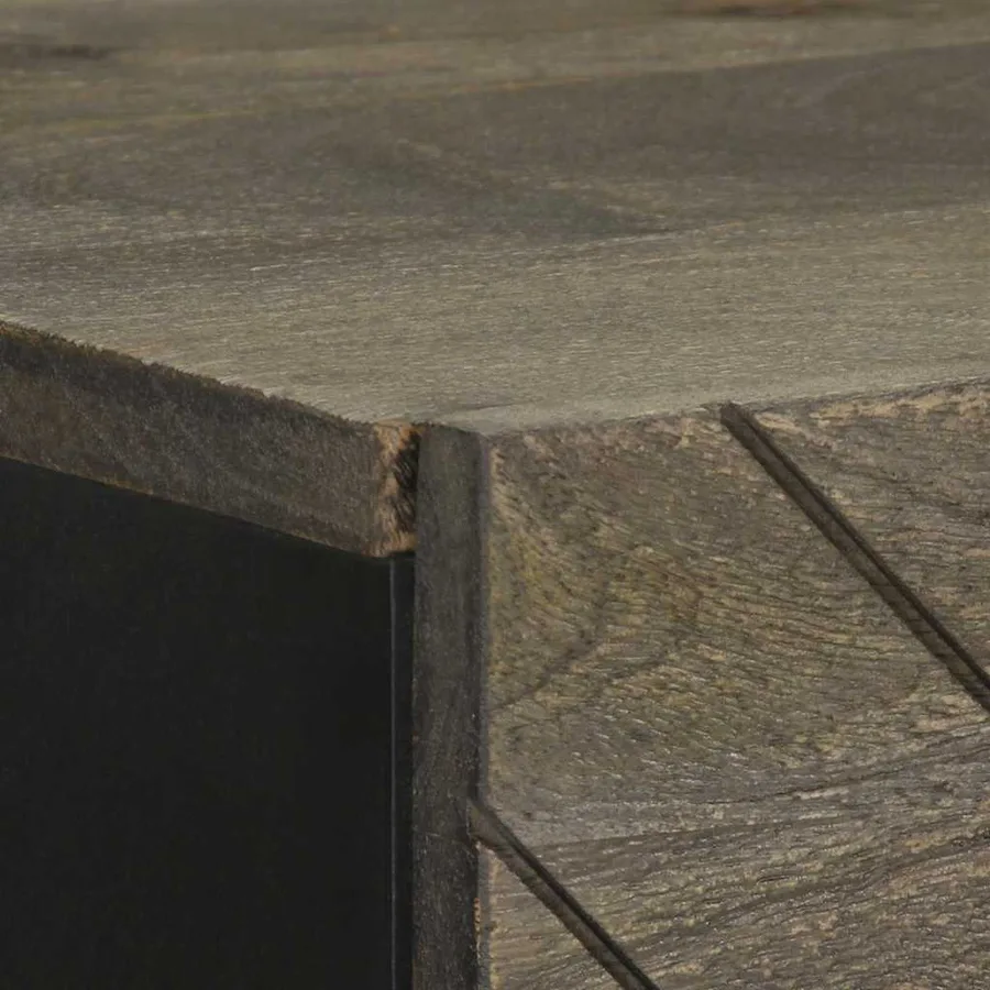 Buffet noir 40x33x110 cm bois de manguier massif - 6
