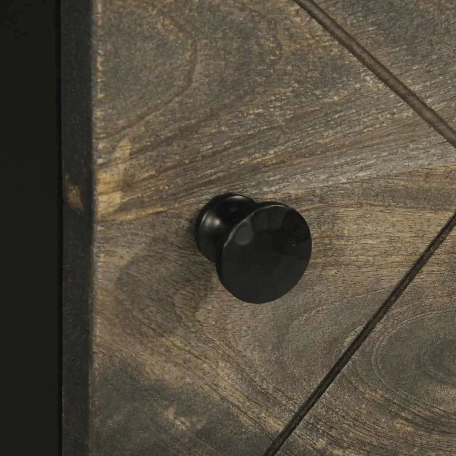 Buffet noir 40x33x110 cm bois de manguier massif - 7