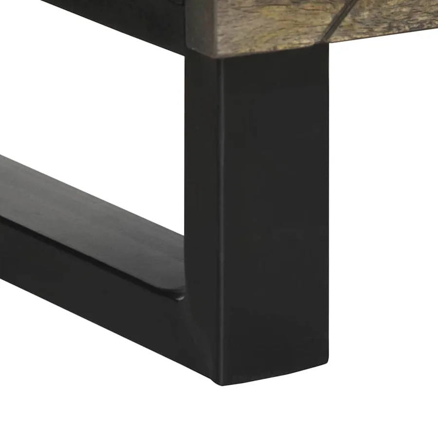 Buffet noir 40x33x110 cm bois de manguier massif - 8