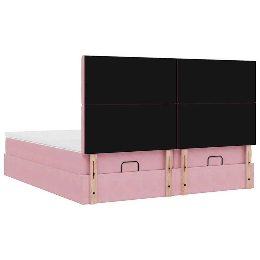 Cadre de lit ottoman avec matelas rose 180x200 cm velours - 10