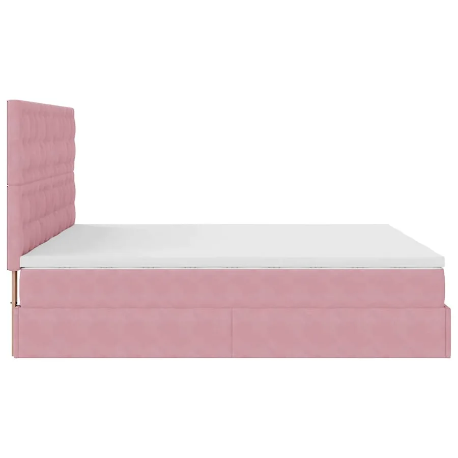 Cadre de lit ottoman avec matelas rose 180x200 cm velours - 9