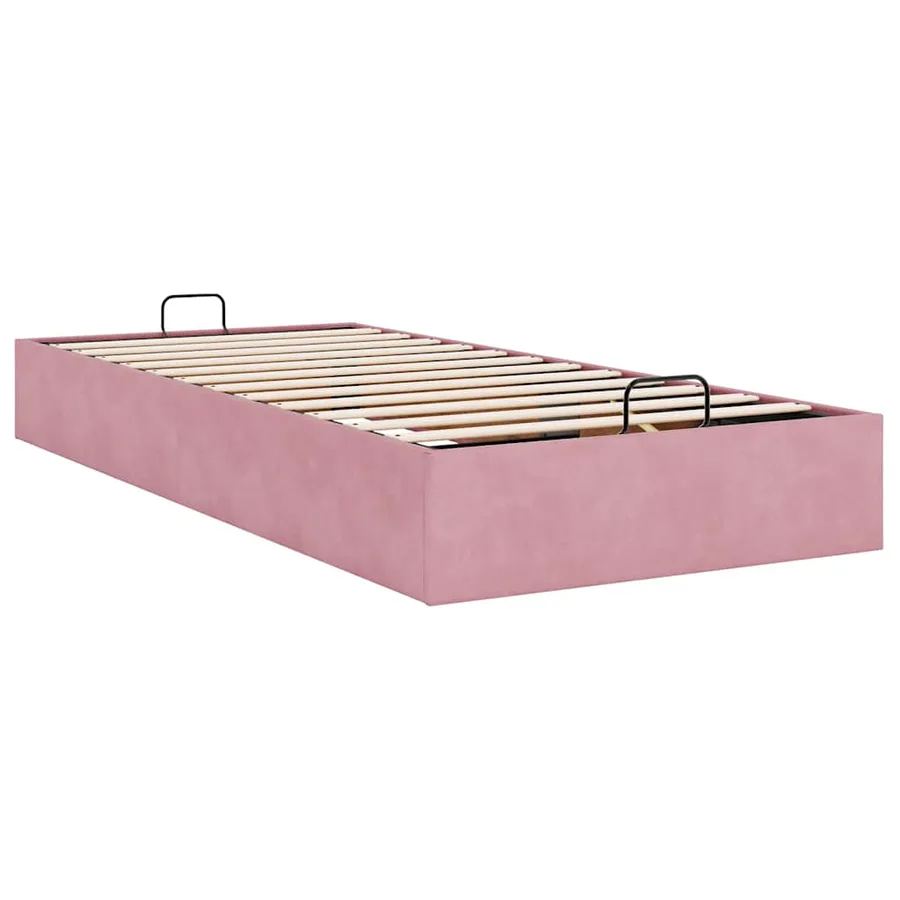 Cadre de lit ottoman sans matelas rose 90x200 cm velours - 9