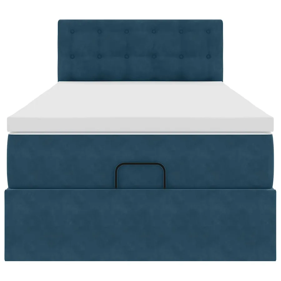 Cadre de lit ottoman avec matelas bleu foncé 90x200 cm velours - 8