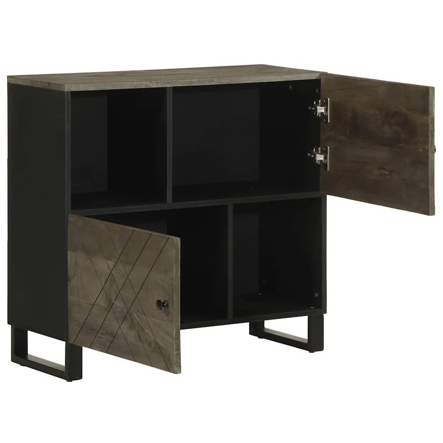 Buffet noir 80x33x75 cm bois massif de manguier - 2