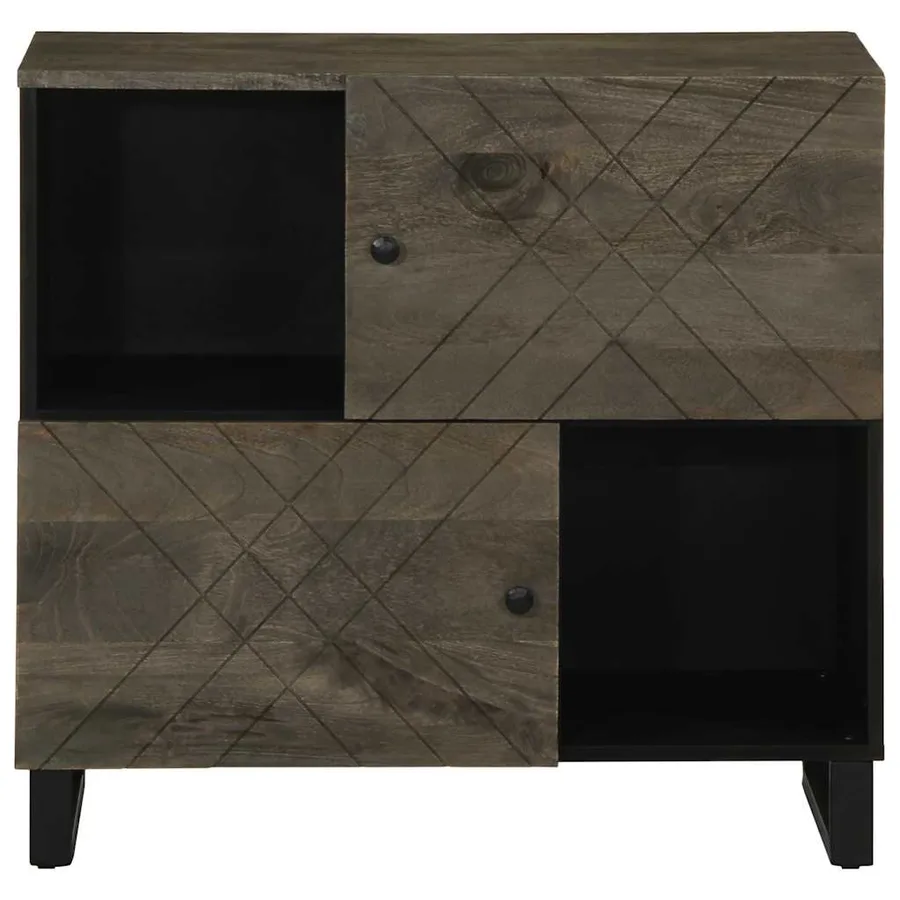 Buffet noir 80x33x75 cm bois massif de manguier - 3