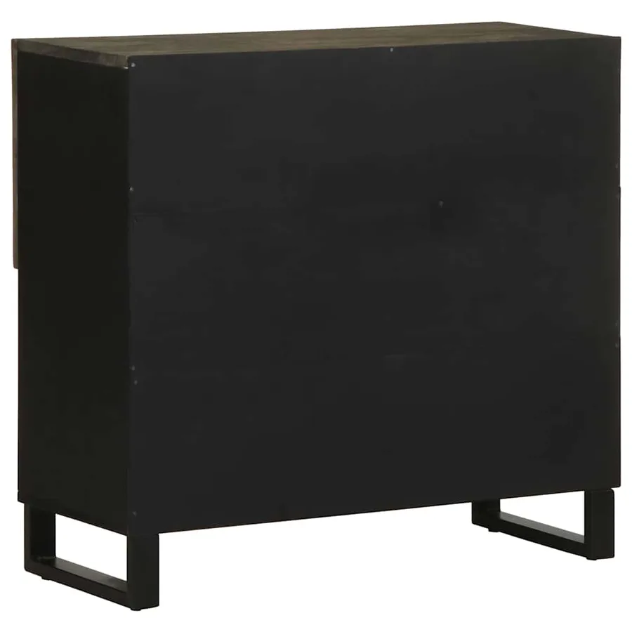 Buffet noir 80x33x75 cm bois massif de manguier - 5