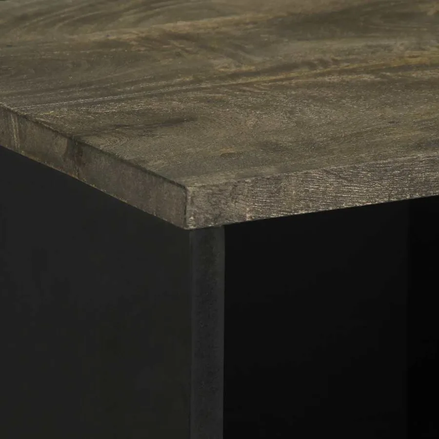Buffet noir 80x33x75 cm bois massif de manguier - 7