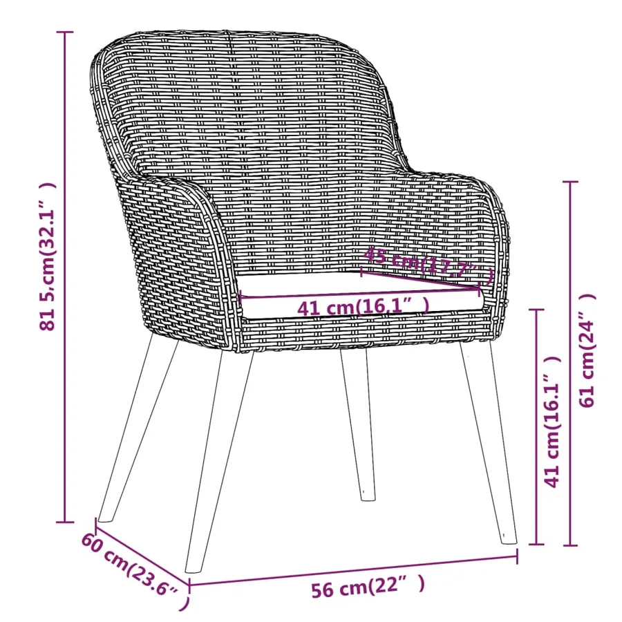 Ensemble à manger de jardin et coussins 7 pcs Marron - 7