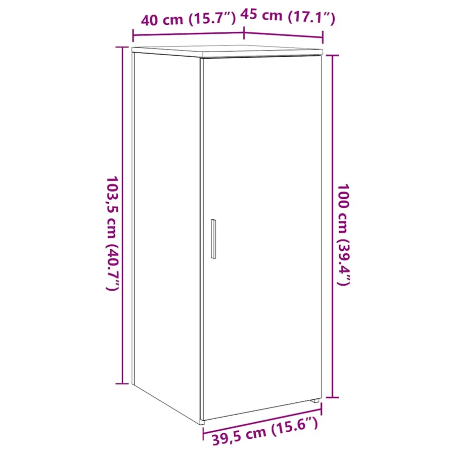 Armoire rangement chêne sonoma 40x45x103,5 cm bois d'ingénierie - 11