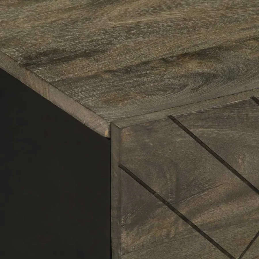 Table basse noir 80x50x40 cm bois massif de manguier - 6