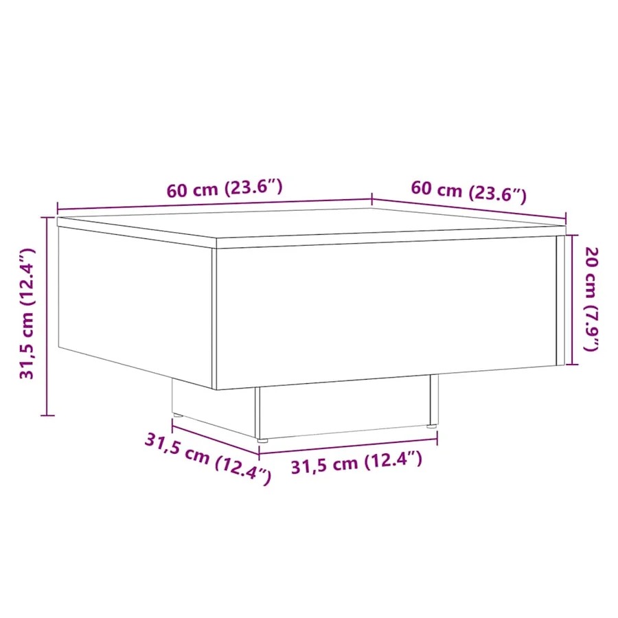 Table basse vieux bois 60x60x31,5 cm bois d'ingénierie - 9