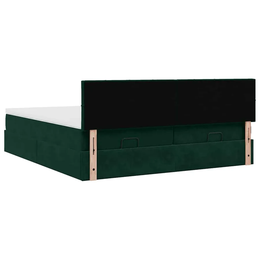Cadre de lit ottoman avec matelas vert foncé 180x200cm velours - 11