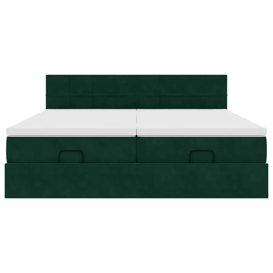 Cadre de lit ottoman avec matelas vert foncé 180x200cm velours - 7