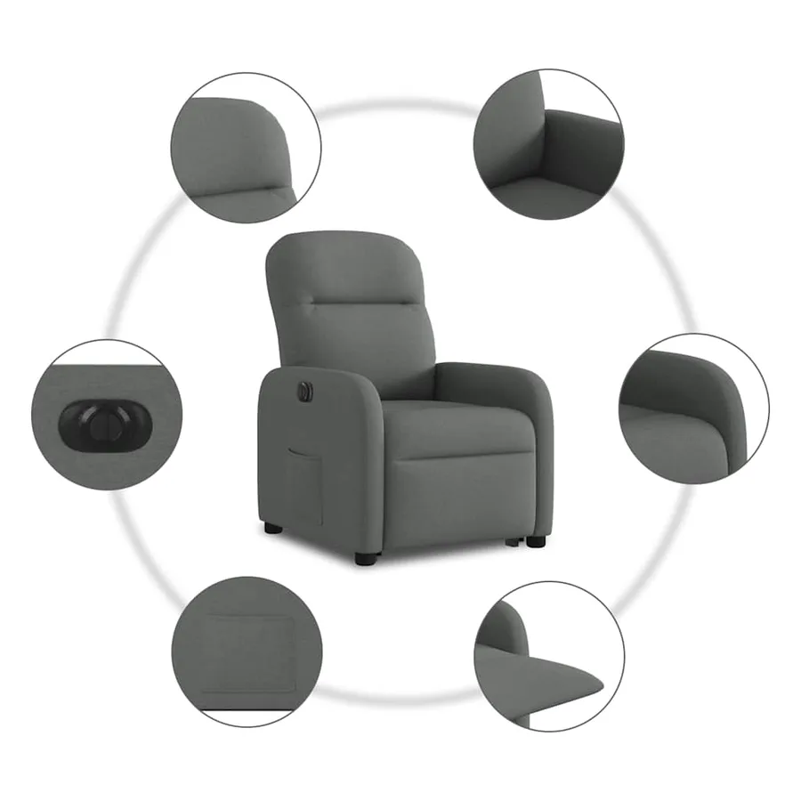 Fauteuil inclinable électrique gris foncé tissu - 13