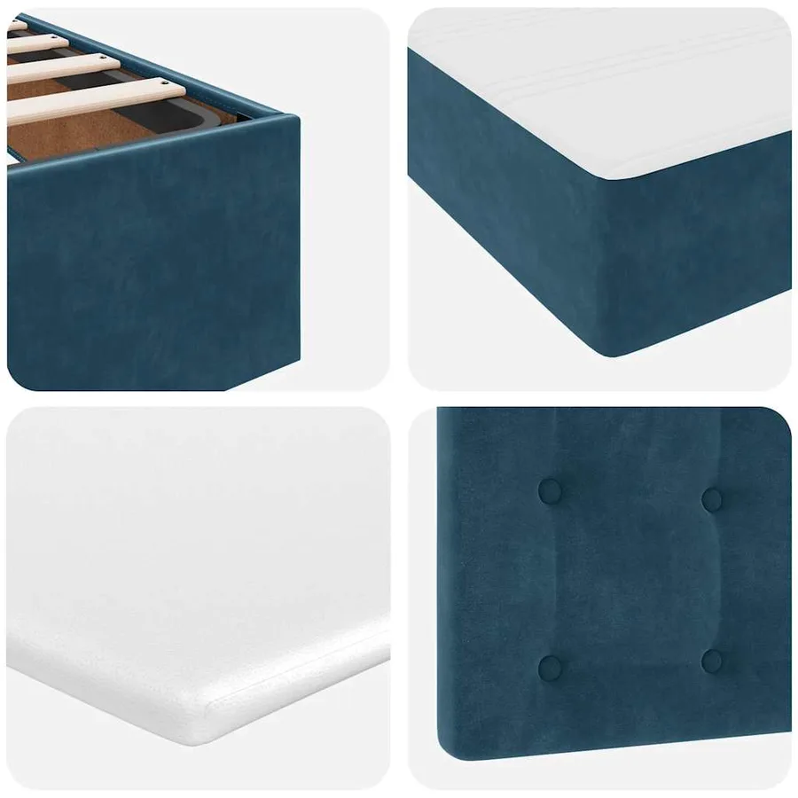 Cadre de lit ottoman avec matelas bleu foncé 100x200 cm velours - 16