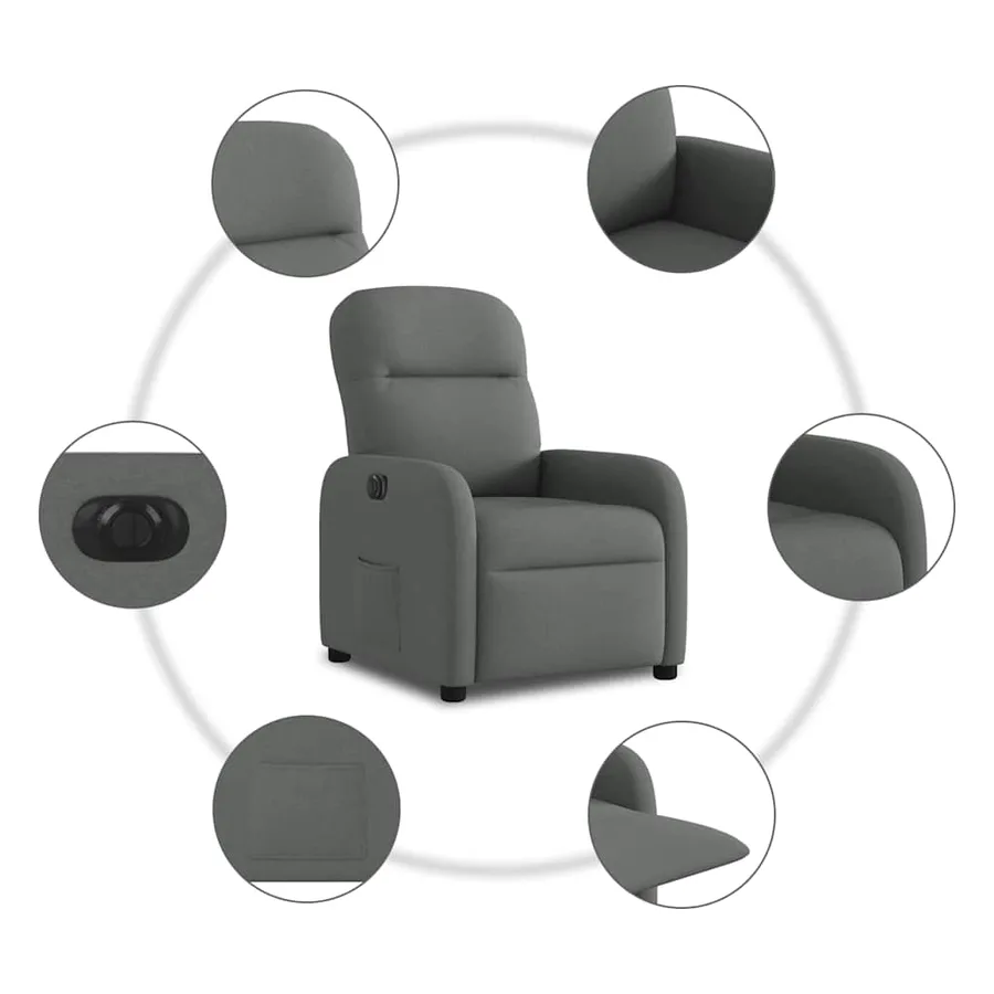 Fauteuil inclinable électrique Gris foncé Tissu - 10