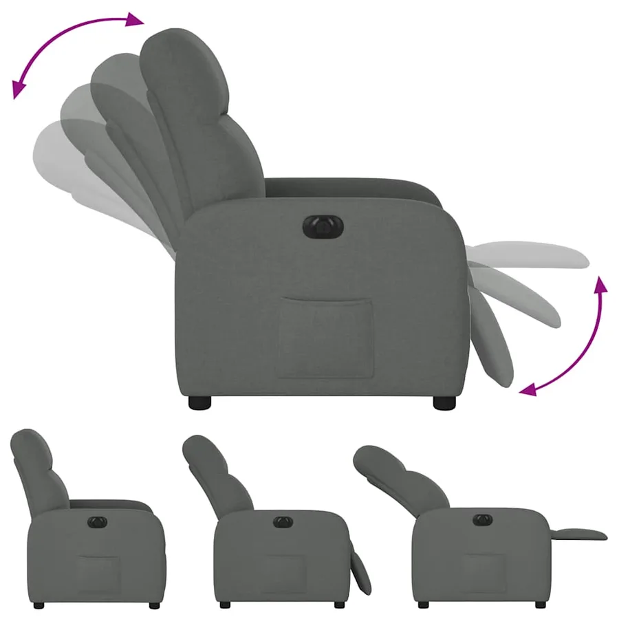 Fauteuil inclinable électrique Gris foncé Tissu - 8