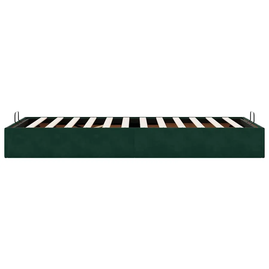 Cadre de lit ottoman sans matelas vert foncé 90x200 cm velours - 8