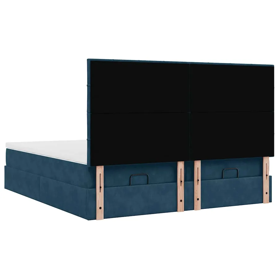 Cadre de lit ottoman avec matelas bleu foncé 200x200 cm velours - 9