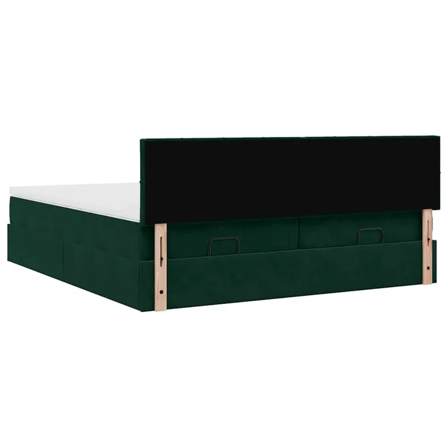 Cadre de lit ottoman avec matelas vert foncé 180x200cm velours - 12