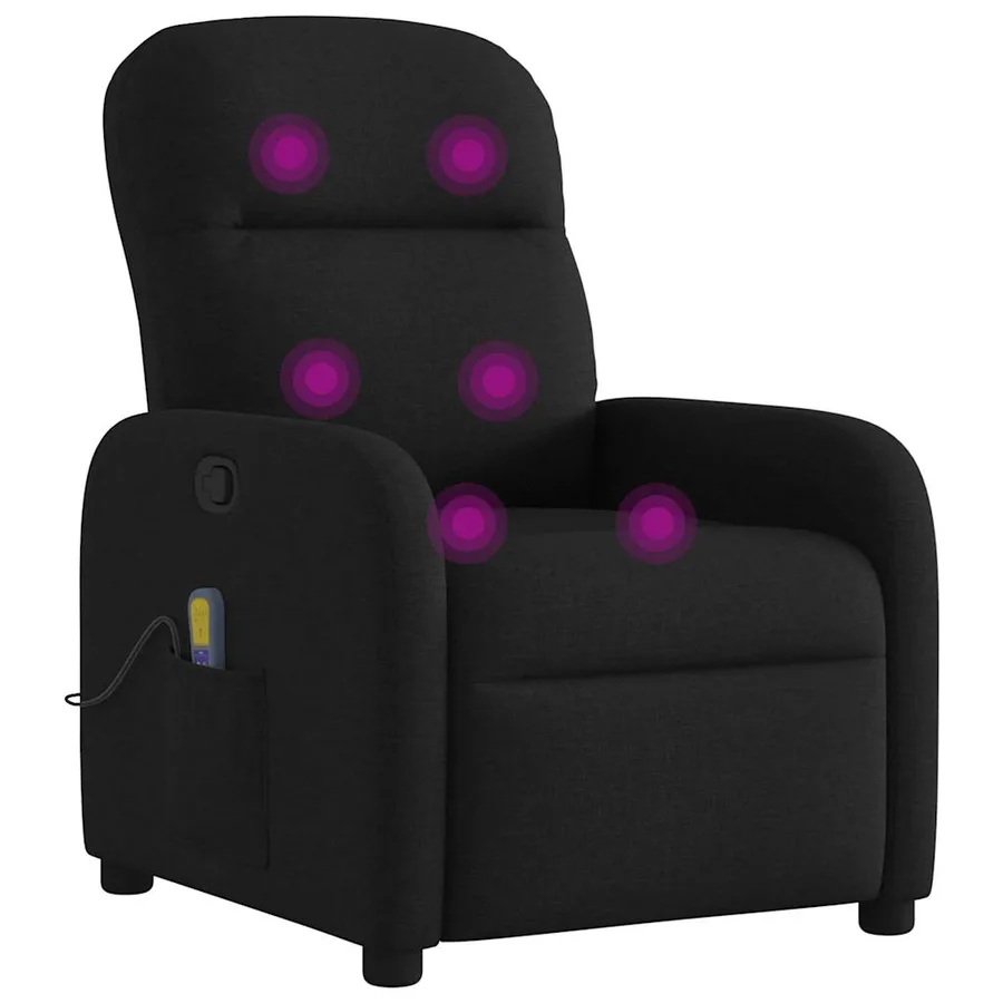 Fauteuil de massage inclinable Noir Tissu - 6