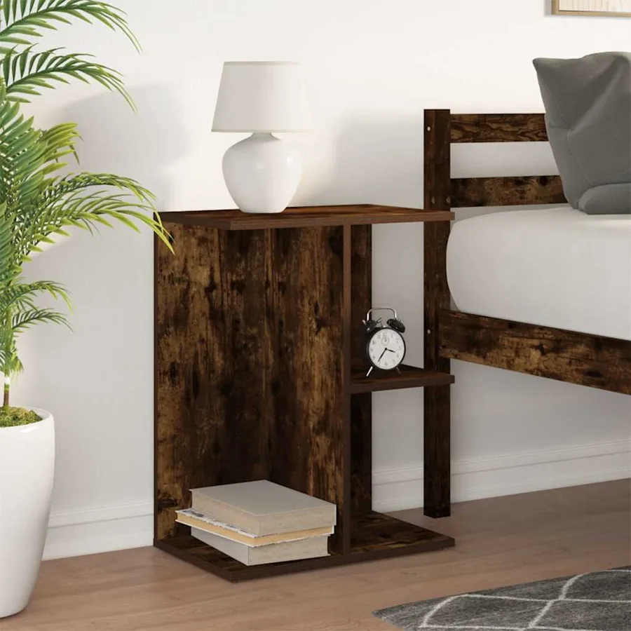 Table de chevet chêne fumé 46,5x29x61 cm bois d'ingénierie - 3